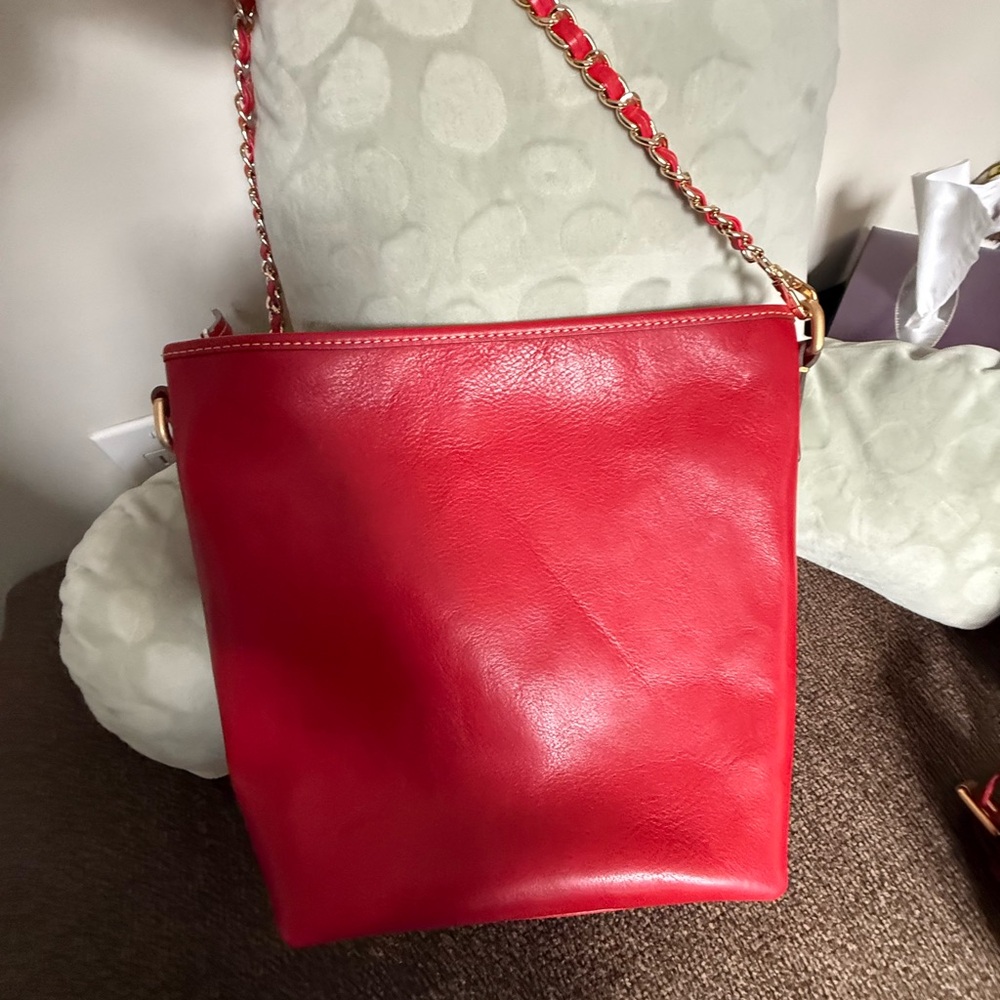 Dooney and Burke Small Hobo Crossbody Red Leather Shoulder Bag - Picture 2 of 5